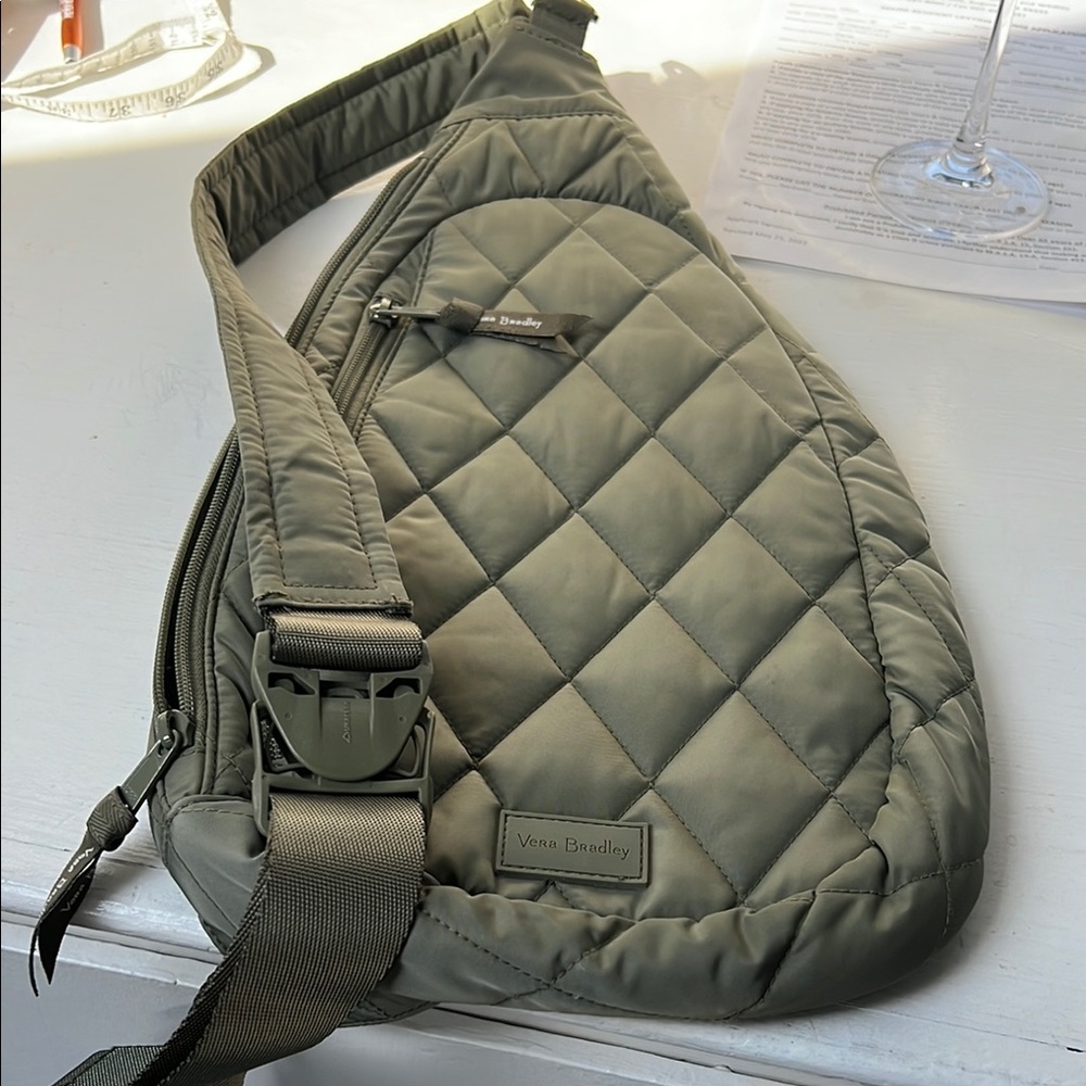 Vera Bradley Green Quilted sling bag